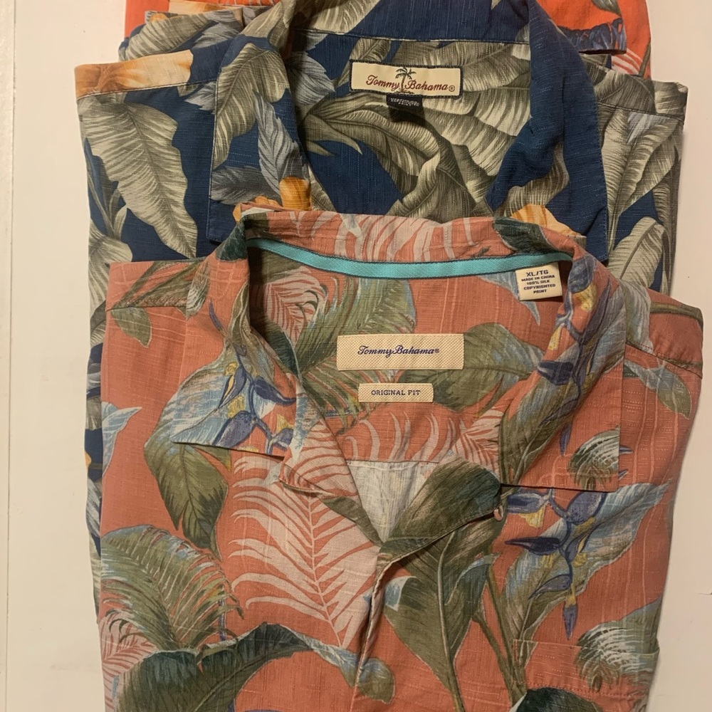 A Lot of 3 Men’s XL Tommy Bahama Hawaiian 100% Silk Shirts